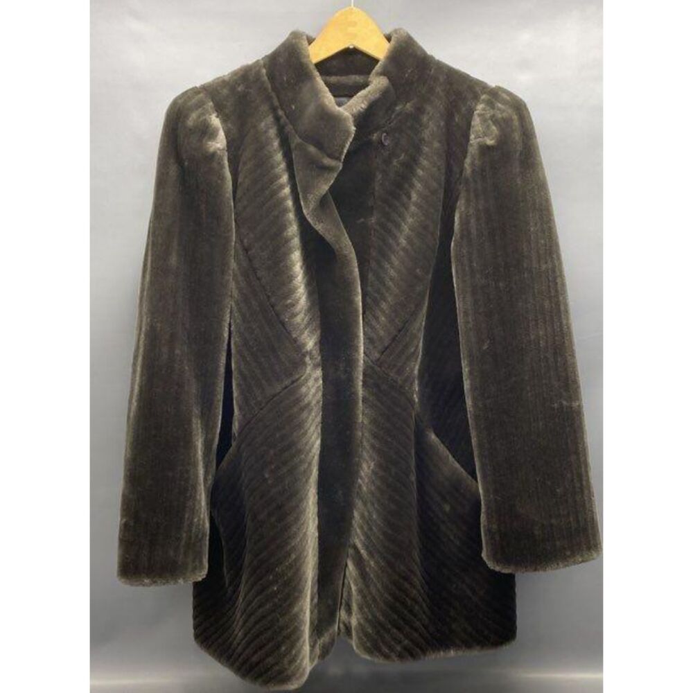 Intrigue by Glenoit Vintage Faux Fur Jacket Charcoal Gray Size 14